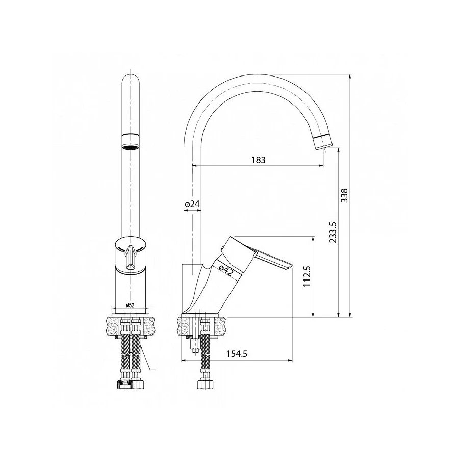 Смеситель для кухонной мойки Iddis Kitchen Line K11SB0Ji05 хром