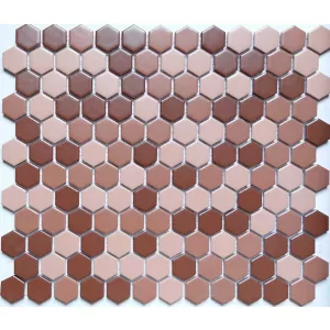 Мозаика Tonomosaic CFT8020 глянцевая из керамики, кремовая, коричневая, шоколадная 26*30 см