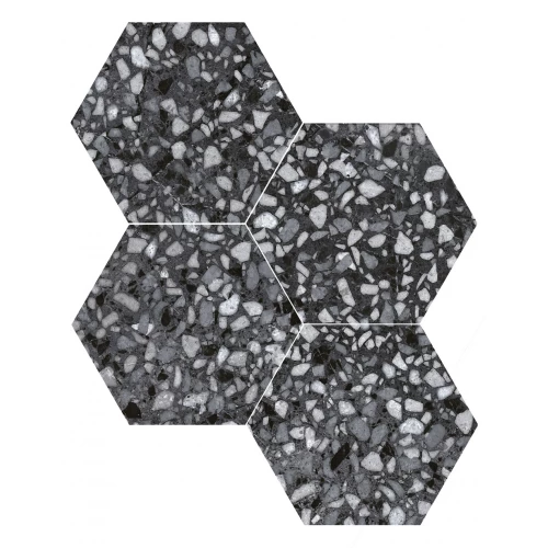 Керамогранит Durstone SIX Terazzo Black глазурованный матовый 27х23 см