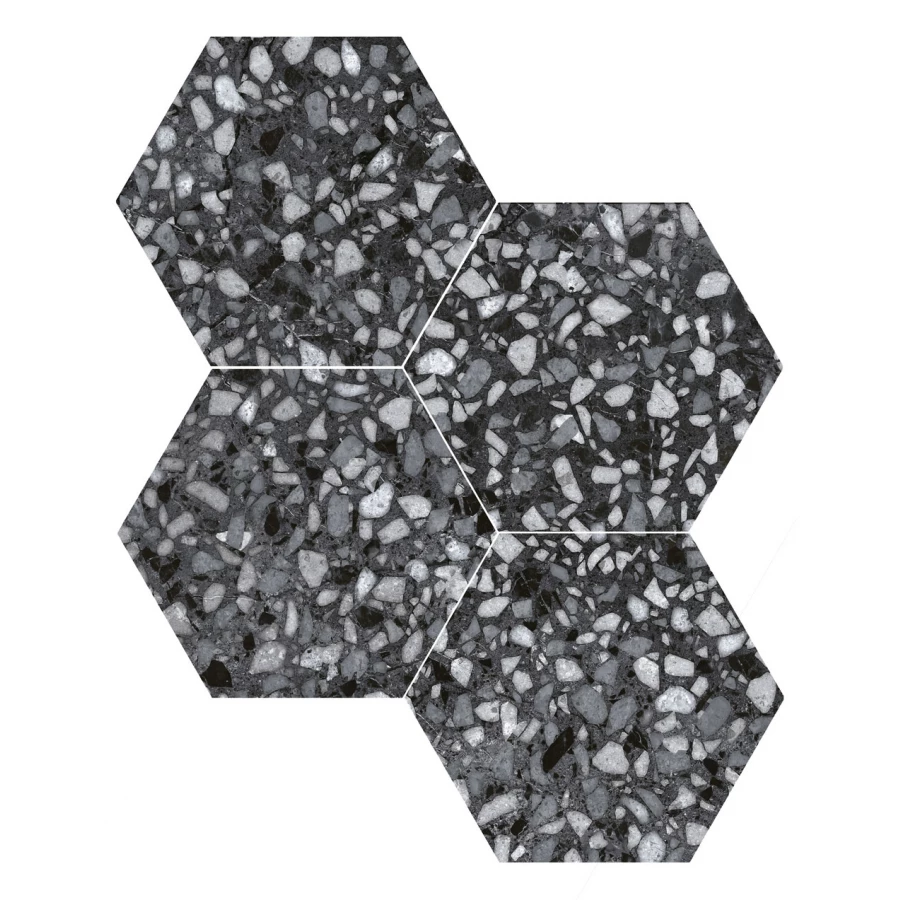 Керамогранит Durstone SIX Terazzo Black глазурованный матовый 27х23 см