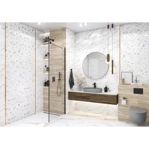 Плитка настенная ALMA Ceramica Дакота / Dakota рельефная глянцевая белая 8 мм TWU09DKT014 50х24,5 см