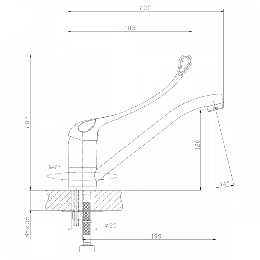 Смеситель для кухонной мойки Rossinka Y Y35-25 хром