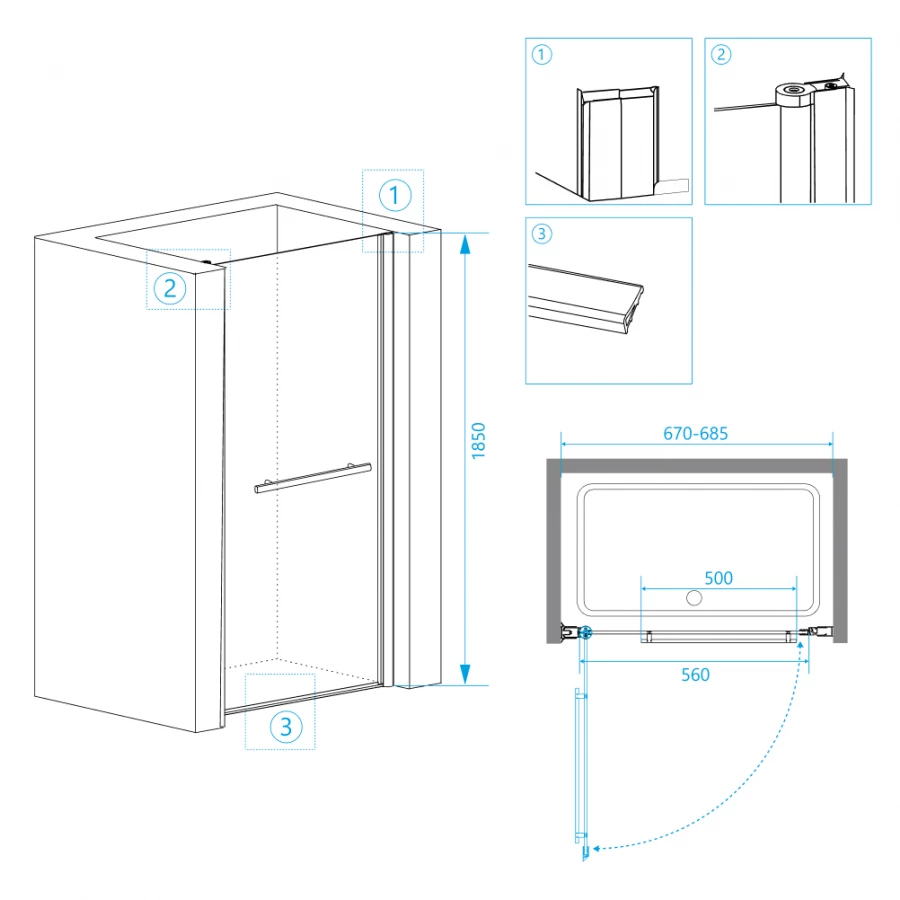 Душевая дверь RGW PA-03 41080307-11 700 прозрачное
