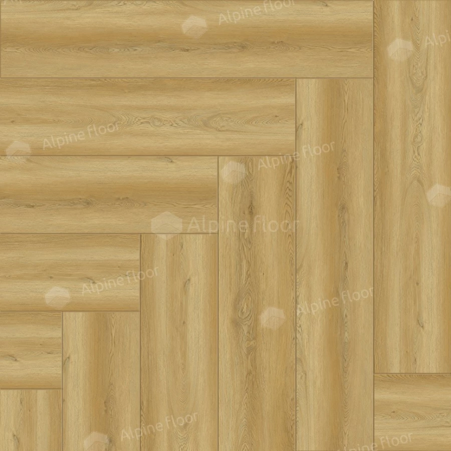 Каменный SPC ламинат Alpine Floor Parquet Light синхронное тиснение Дуб Поллукс ЕСО 13-28 43 класс 4 мм 1.95 кв.м 60х12.5 см