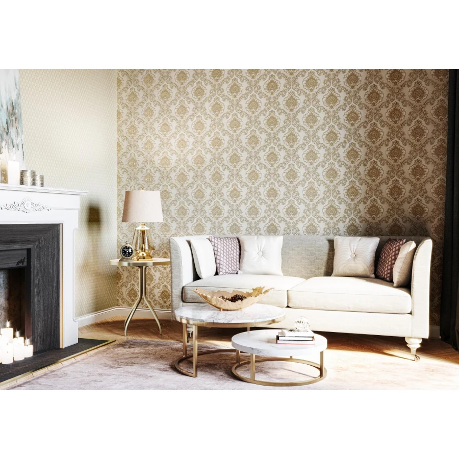 Обои флизелиновые Palitra Home HomeColor Merletto Rosalina бежевые HC71619-11 1.06х10.05 м.