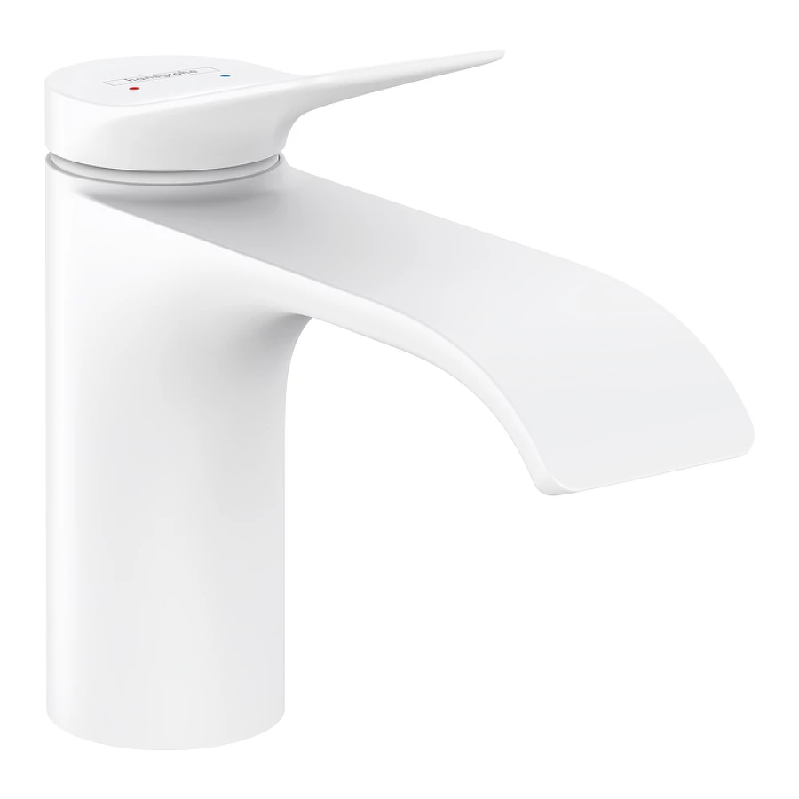 Смеситель для раковины Hansgrohe Vivenis однорычажный 80 со сливным гарнитуром матовый белый 75010700