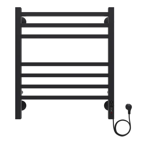 Полотенцесушитель электрический Azario Ancona квадрат 7 секций тен справа черный AZ71856B 50x60 см