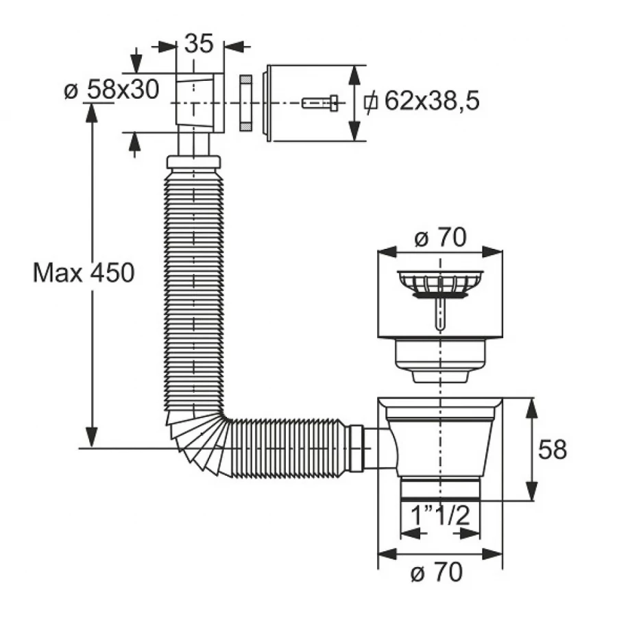 Слив-перелив для мойки Bonomini canestrino 1983LX64B0WZ