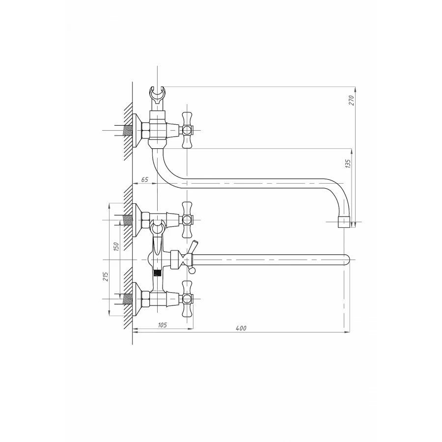 Смеситель для ванны с душем Fauzt FZs-317-07 тип См-ВУДРНШлА хром