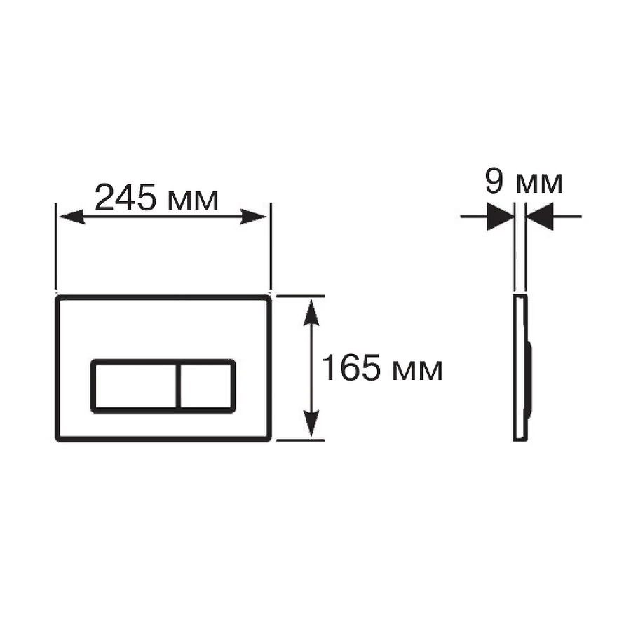 Панель смыва Aquatek Slim 009D-2 Черный матовый клавиша прямоугольная хром KDI-0000031
