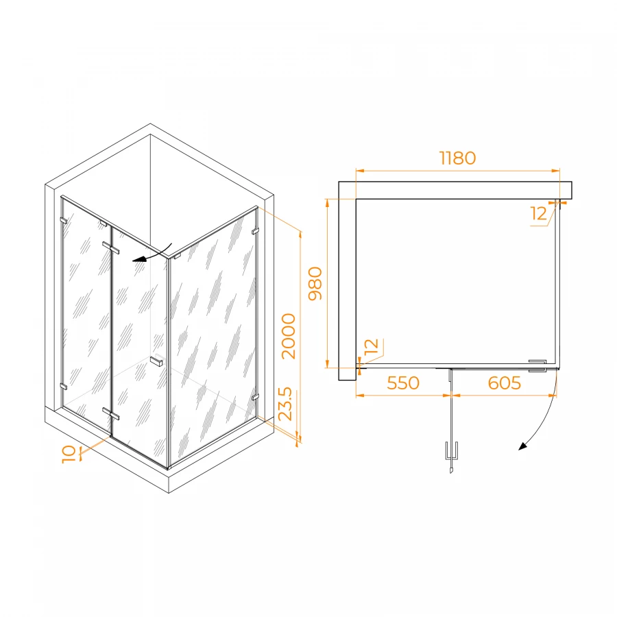 Душевой уголок RGW SV-040Gr Матовое-Сатинат 353204020-210 120х100 см
