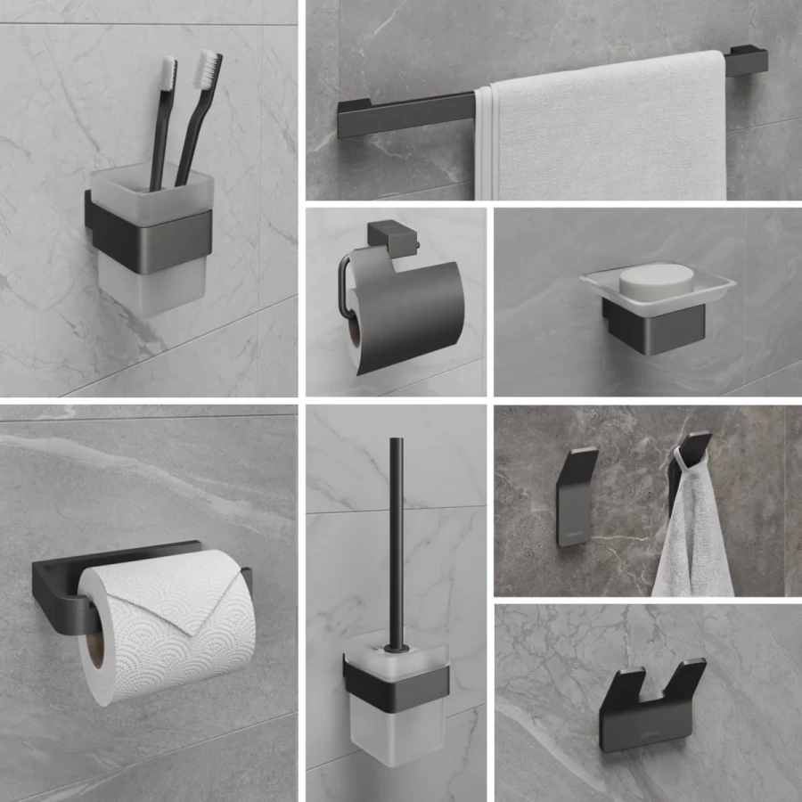 Мыльница Lemark Smooth Line с держателем графит 9746018