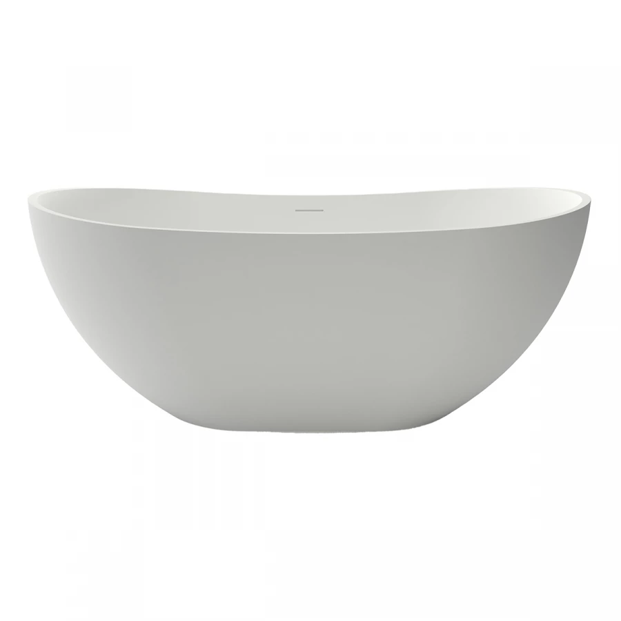 Ванна из искусственного камня Azario Jenner свободностоящая белая матовая, с белым матовым донным клапаном JEN18085S 180x85x64 см