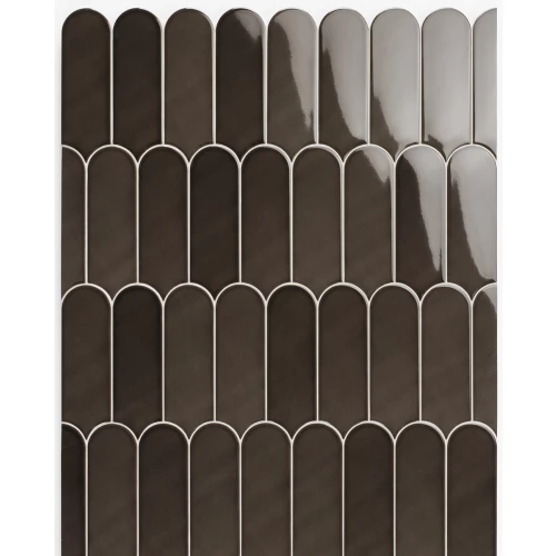 Настенная керамическая плитка Natucer Fan Mix Black глазурованный глянцевый 19,5х7,2 см