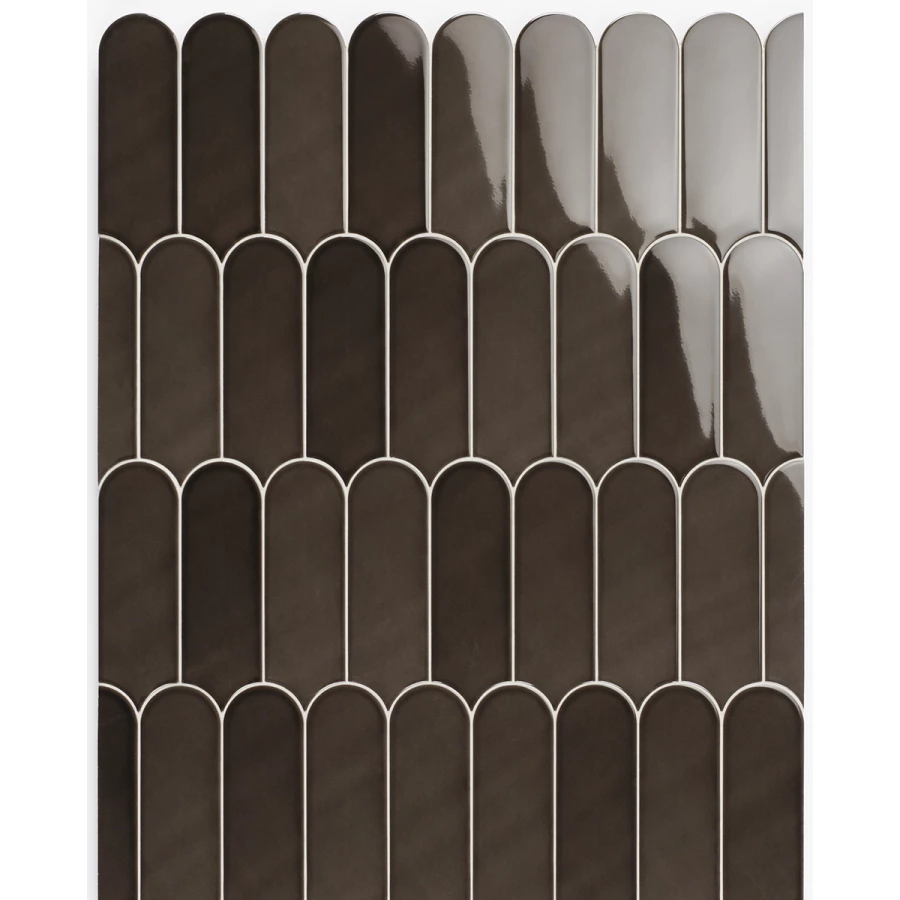 Настенная керамическая плитка Natucer Fan Mix Black глазурованный глянцевый 19,5х7,2 см