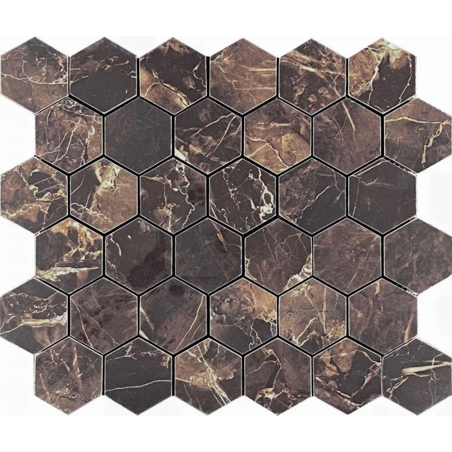 Мозаика Velsaa Mosaic Copper Slab Black Mosaic Hexagone 32,2х30,9 см