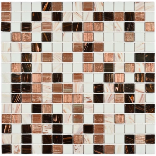 Мозаика Bonaparte Стеклянная мозаика Active 20х20 глянцевая бело-коричневая 32,7х32,7 см
