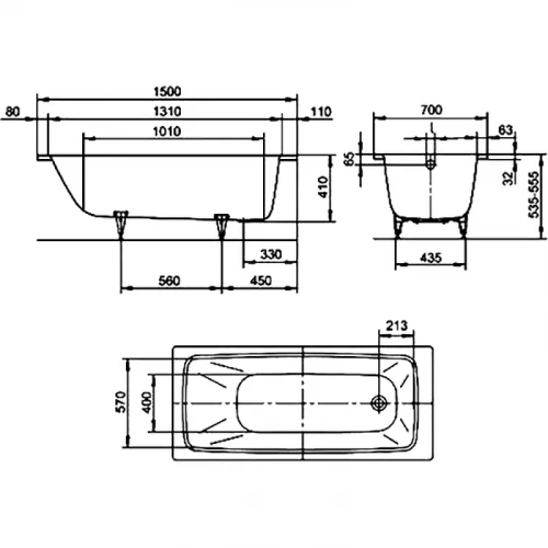 Стальная ванна Kaldewei Cayono standard mod 747 274700010001 150x70 см
