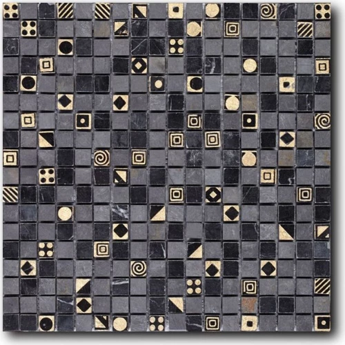 Мозаика из натурального камня Art&Natura Equilibrio сетка 15x15 глянцевая серая 016-plus 30х30 см