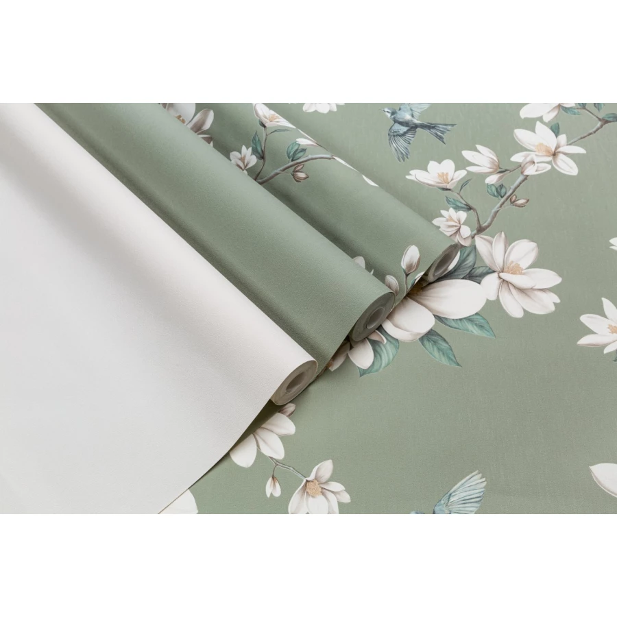 Обои флизелиновые Palitra Life Magnolia зеленые PL72535-71 1,06х10,05 м