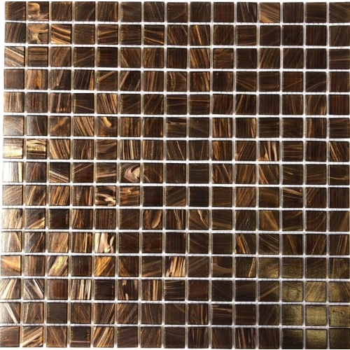 Мозаика из стекла Pixel mosaic Прессованное стекло чип 20x20 матовая коричневая PIX117 31,6х31,6 см