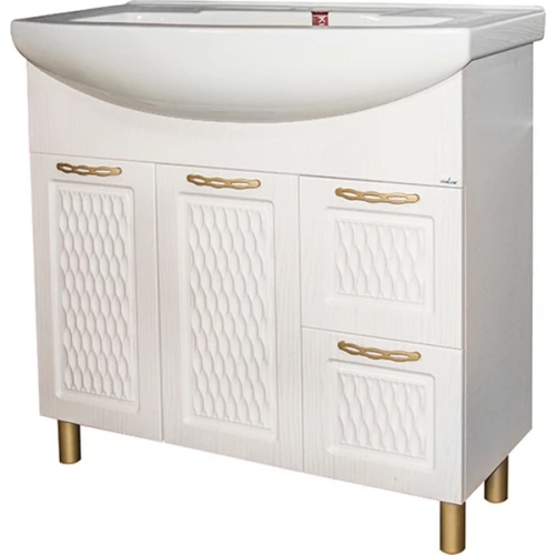 Тумба для ванной Mixline Ладога-85 под умывальник Элеганс-85 белая ПВХ