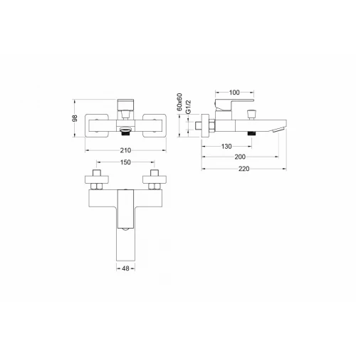 Смеситель Aquatek Либра для ванны матовый черный AQ1640MB