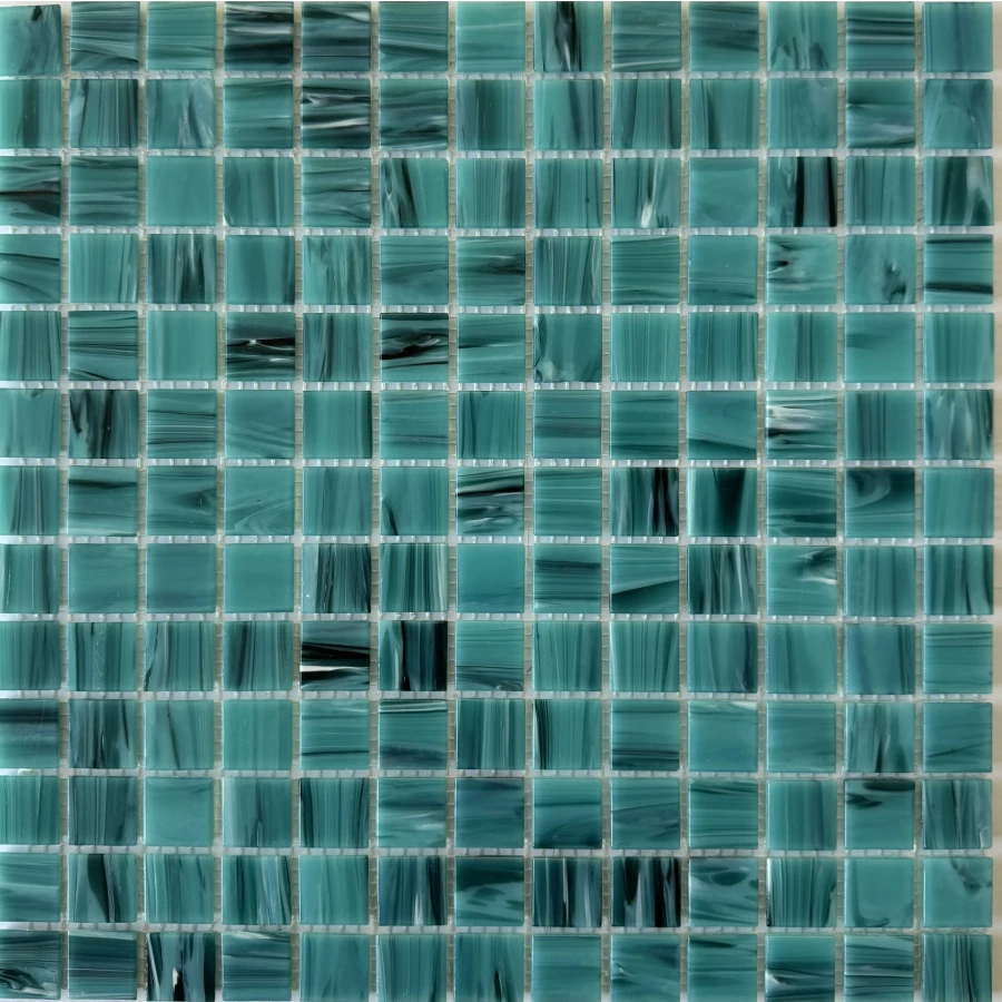 Мозаика из стекла Pixel mosaic Прессованное стекло чип 23x23 матовая бирюзовая PIX130 32,7х32,7 см