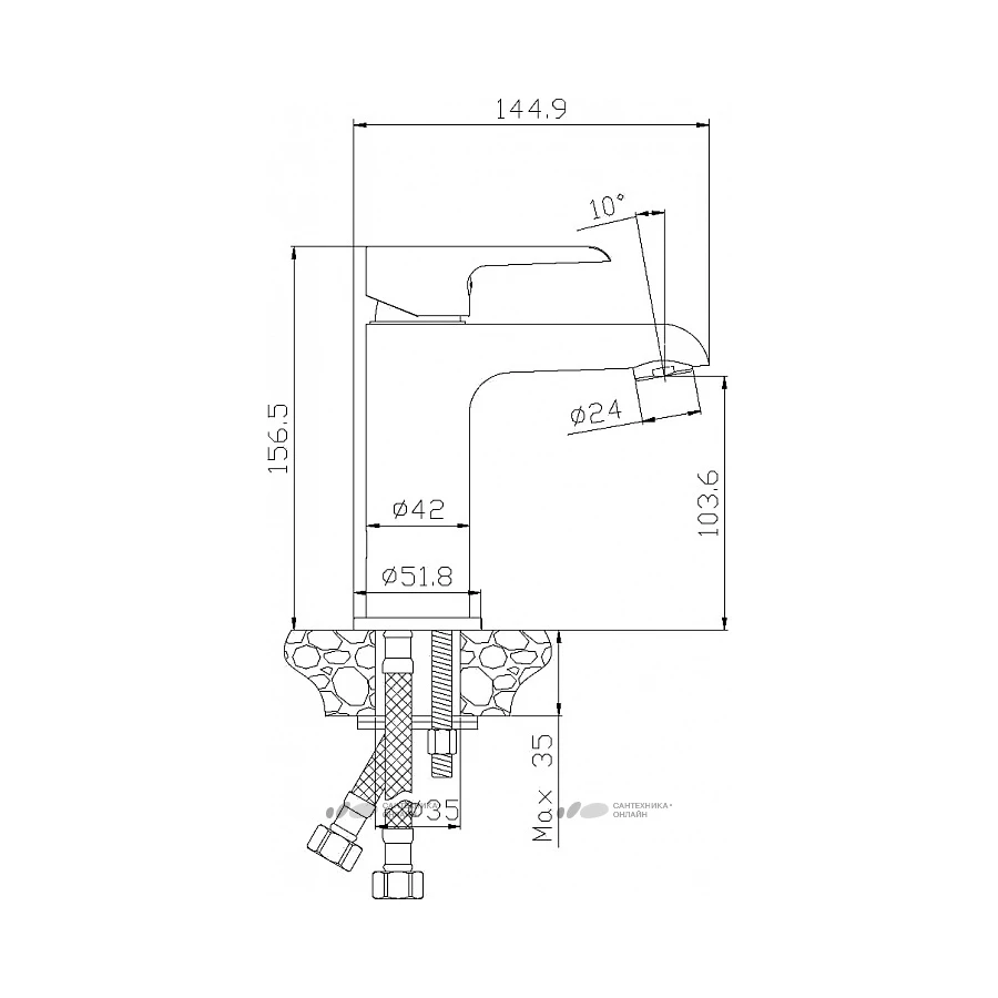 Смеситель для раковины Rossinka W W35-12 белый