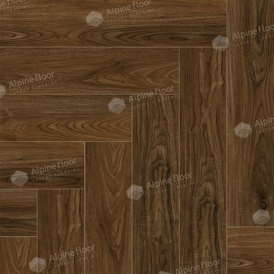 Каменно-полимерная плитка SPC Alpine Floor Nut Орех Кенари коричневая ECO 22-4 MC 43 класс 4 мм