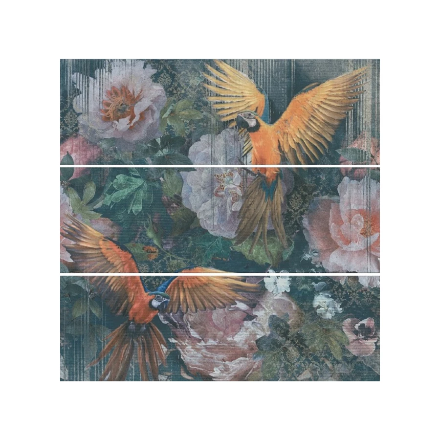 Плитка настенная Kerama Marazzi Раваль Панно Попугаи матовое синее TG\A08\3x\13000TR 90x90 см