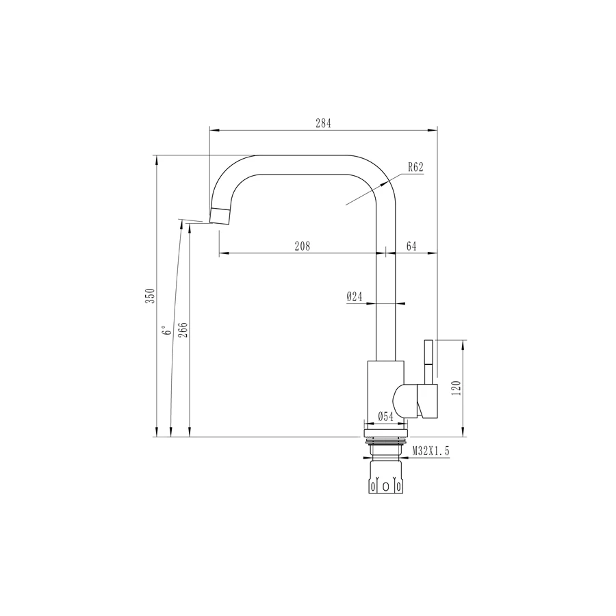 Смеситель для кухни 35k MixLine MLSS-0301 трубчатый излив хром