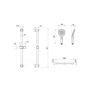 Душевой гарнитур Aquatek Оберон 3jet матовый черный AQ2016MB 65 см