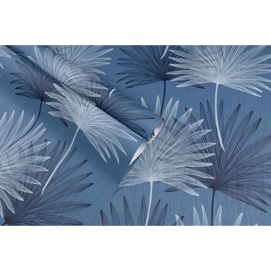 Обои флизелиновые Palitra Home HomeColor Palma синие HC72073-61 1,06х10,05 м