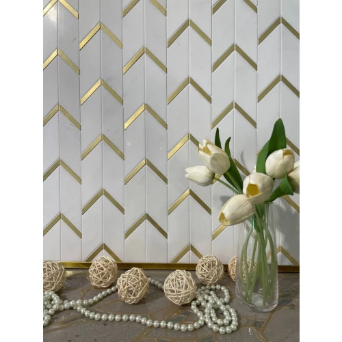 Мозаика Orro Mosaic Стоне Атлантида 94х38 и 38х8 белая 32,25х30,5 см