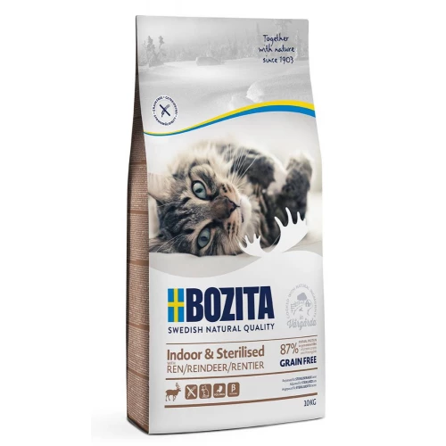 Сухой беззерновой корм Bozita Indoor & Sterilized GF Reindeer 33/14 для стерилизованных, растущих, взрослых и малоподвижных кошек с оленем 31221 2 кг
