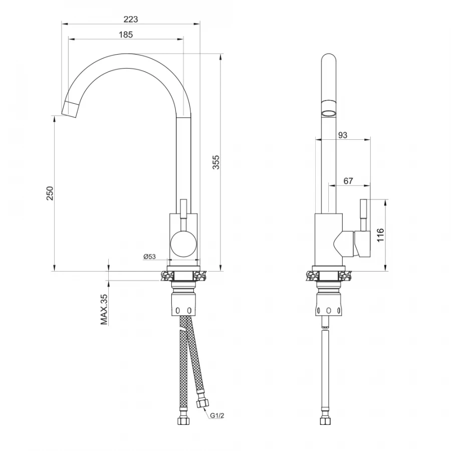 Смеситель Olive`s Balear для кухни черный 13435-1BLB