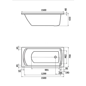 Ванна акриловая Santek Монако белая 1.WH11.1.976 150x70 см