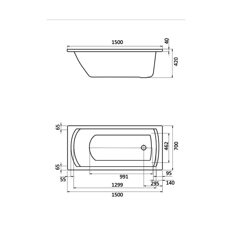 Ванна акриловая Santek Монако белая 1.WH11.1.976 150x70 см