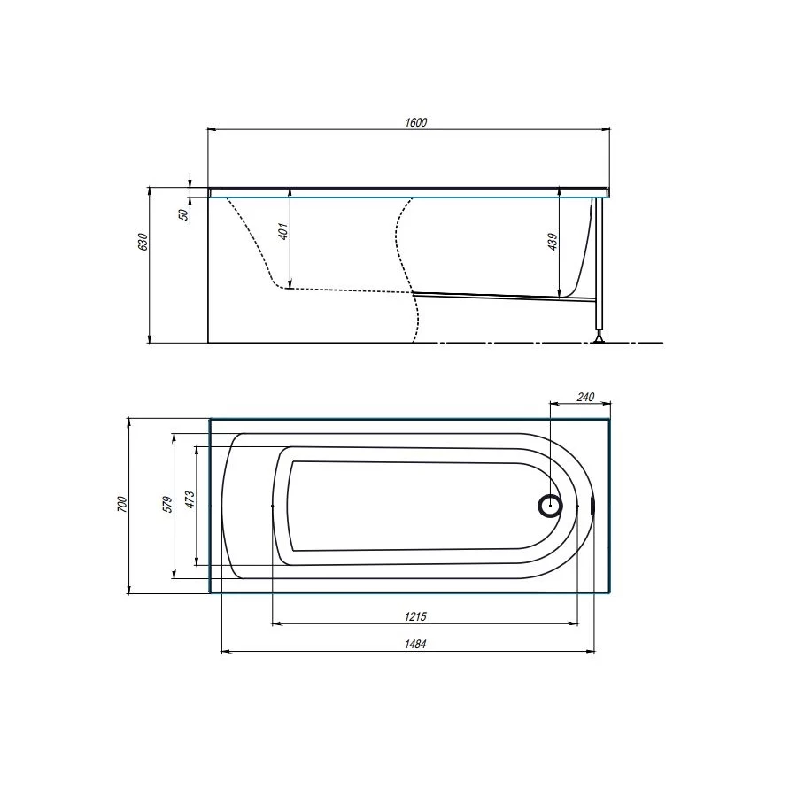 Акриловая ванна Timo Mika MIKA1670 160x70x58 см