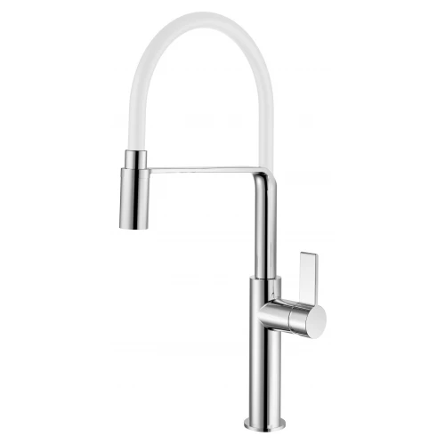 Смеситель для кухонной мойки с гибким изливом Rush MS9035-35White хром белый