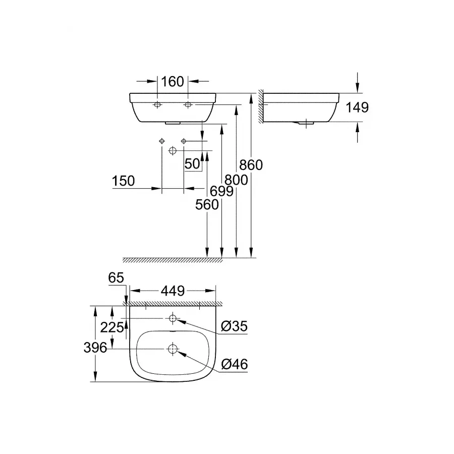 Мини-раковина Grohe Euro Ceramic, альпин-белый 39324000 45 см