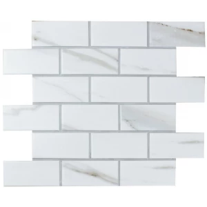 Мозаика Bonaparte Керамогранитная мозаика Brick Calacatta Gold 95х45 матовая белая 29,55х29,1 см