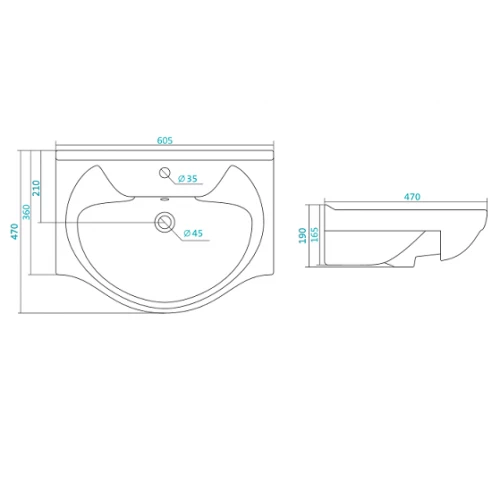 Умывальник Santek Байкал 1.WH10.9.652 60 см