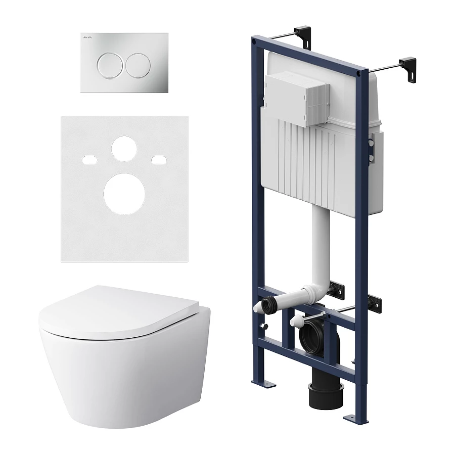 Инсталляция с подвесным унитазом Am Pm Sense FlashClean с сиденьем микролифт и клавишей IS70131.741701