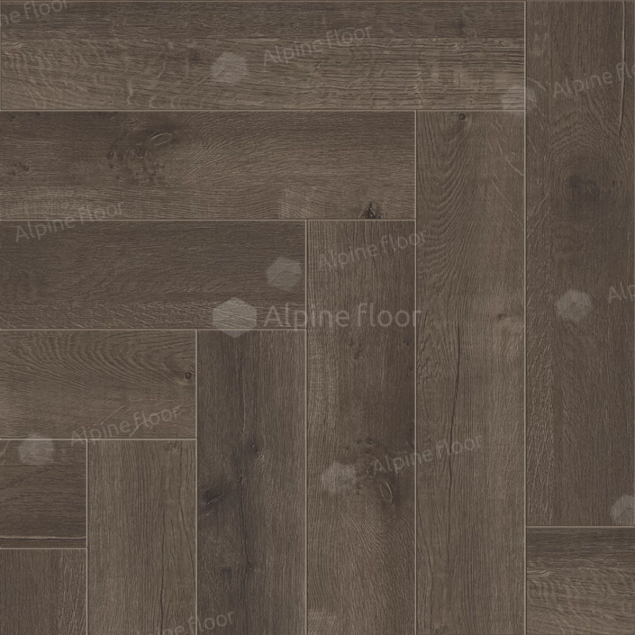 Каменный SPC ламинат Alpine Floor Parquet Light синхронное тиснение Дуб Антарес ЕСО 13-19 43 класс 4 мм 1.95 кв.м 60х12.5 см