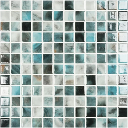 Стеклянная мозаика Vidrepur Nature Air Force глянцевая бирюзовая 5606 31,7х31,7 см