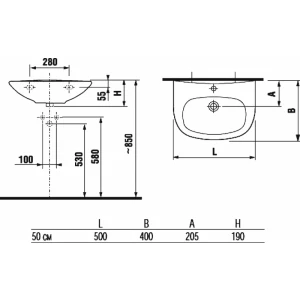 Раковина подвесная Jika Zeta 1039.0.000.104.1 50x40 см