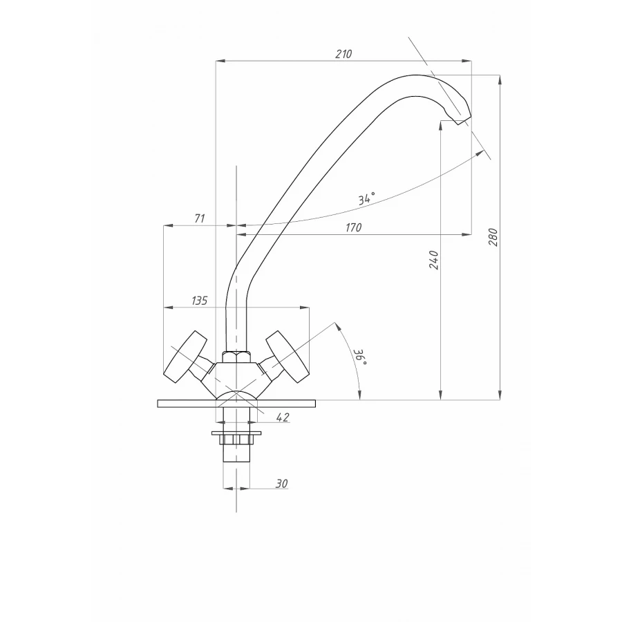 Смеситель для кухни ПСМ-Профсан PSM-120-80 СТАНДАРТ-Б тип См-МДЦБр хром