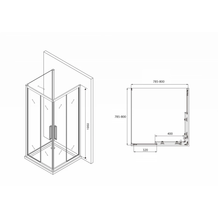 Душевой уголок Abber Schwarzer Diamant AG02080BH-S80B